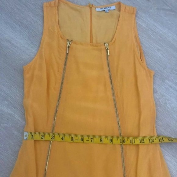 Maurie & Eve 100% Silk Women's Dress Size 8 Yellow Featured Zippers - Picture 5 of 8